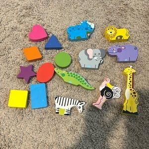 Colorful Animal and Shape Wood Learning Toy Set